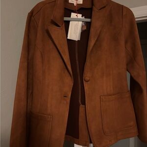 Women's rustic orange faux Suede Jacket